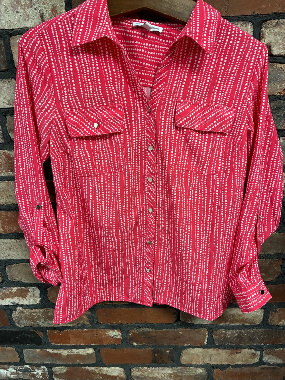 Women’s Coral Patterned Button-Up Shirt
